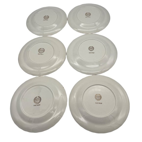 Vintage Pope Gosser China Blue Belle 6 Bread & Butter Plates Pink Blue Floral - Picture 5 of 6